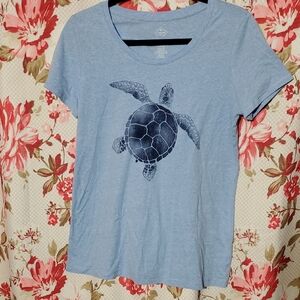 St. John's Bay Blue Graphic Women's Top Medium